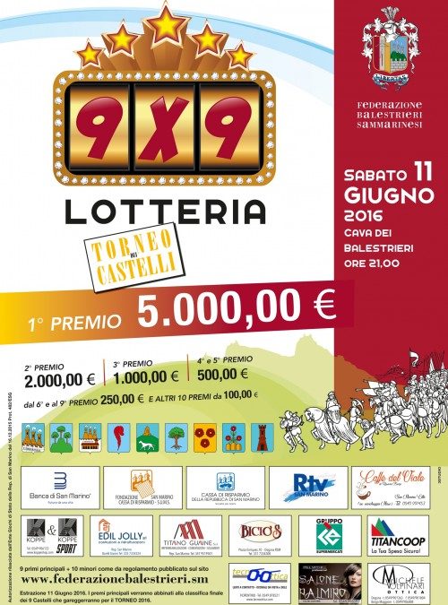 Prima Lotteria “9×9” Torneo dei Castelli